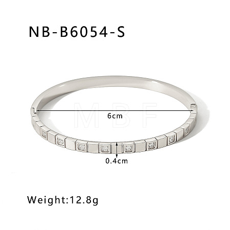 304 Stainless Steel Pave Cubic Zirconia Bangles FS-WG09E60-05-1