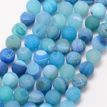Natural Druzy Geode Agate Bead Strands G-K166-09-8mm-06-1