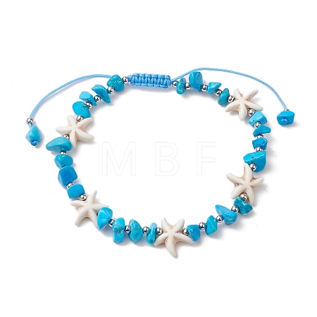 Synthetic Turquoise Beads with Natural Magnesite Anklet for Women AJEW-AN00576-01-1