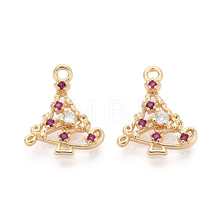 Brass Micro Pave Cubic Zirconia Charms KK-N263-146C-G-1