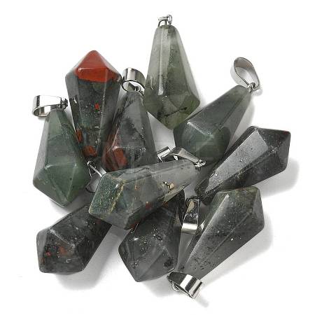 Natural African Bloodstone Pointed Pendants G-B127-15P-05-1