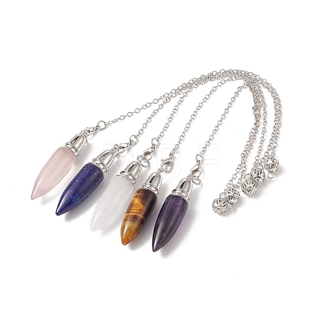 Mixed Gemstone Dowsing Pendulum Pendants G-C051-10P-1