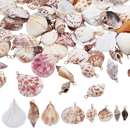 96Pcs 8 Styles Shell Pendants PALLOY-WR00034-1
