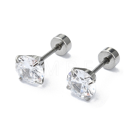 304 Stainless Steel Crystal Rhinestone Ear False Plugs STAS-C089-04D-P-1