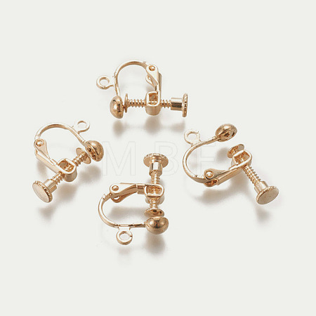 Rack Plated Brass Screw Clip-on Earring Findings KK-P169-04KCG-1