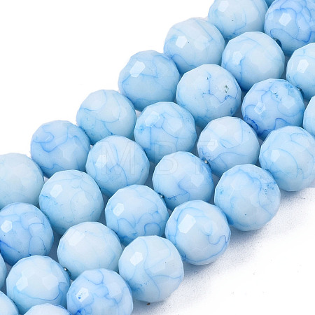Opaque Baking Paint Crackle Glass Beads Strands EGLA-S174-33I-1