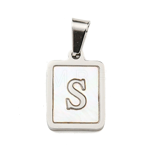 Vacuum Plating 304 Stainless Steel Pave Natural White Shell Pendants STAS-S130-03P-S-1