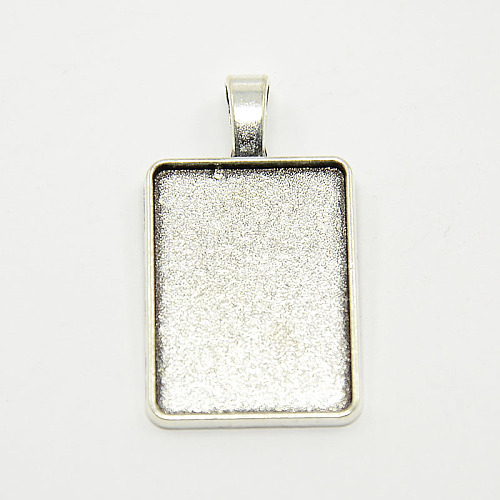 Tibetan Style Alloy Rectangle Pendant Cabochon Settings X-TIBEP-M021-A-05AS-RS-1