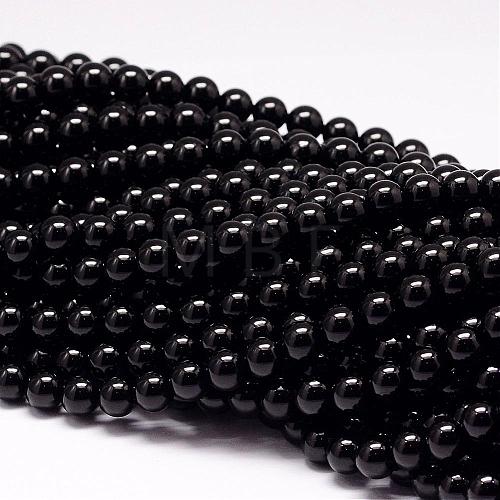 Natural Black Tourmaline Beads Strands G-P132-16-8mm-1