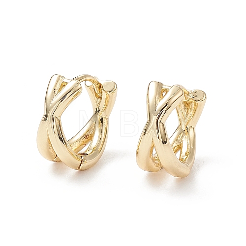 Rack Plating Brass Criss Cross Hoop Earrings for Women X-EJEW-B014-15G-1