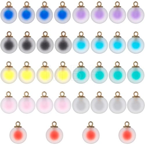  36Pcs 9 Colors Frosted Resin Pendants RESI-NB0001-82-1