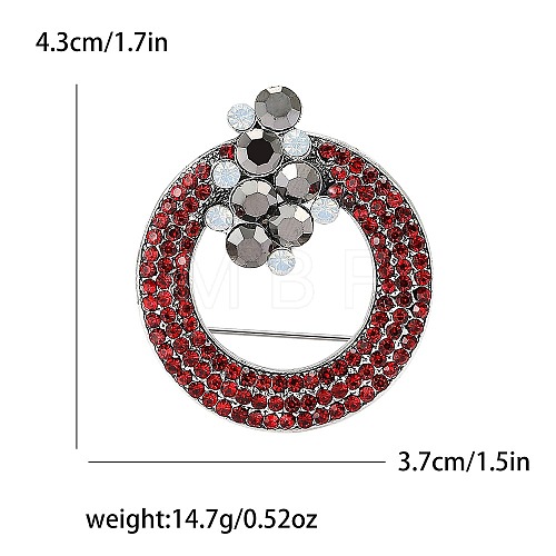 Retro Alloy and Glass Rhinestone Wreath Brooch for Women PW-WG33972-02-1