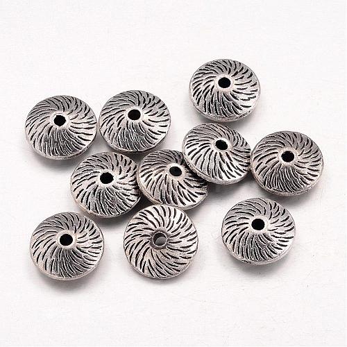 Tibetan Style Alloy Flat Round Beads TIBEB-5386-AS-LF-1