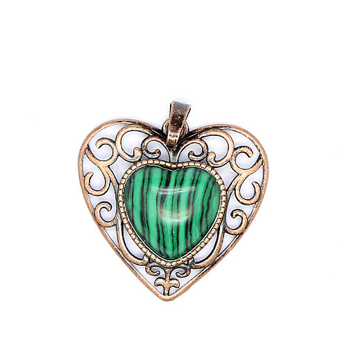 Retro Hollow Natural Malachite Pendants PW-WGAB5DC-11-1