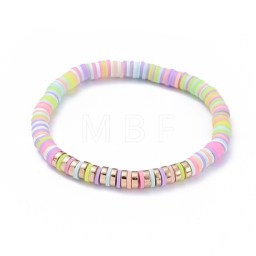 Handmade Polymer Clay Heishi Beads Stretch Bracelets BJEW-JB05300-03-1