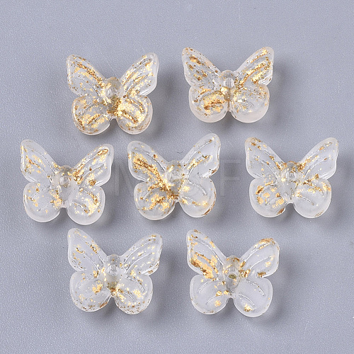 Transparent Spray Painted Glass Charms GLAA-N035-08A-B03-1