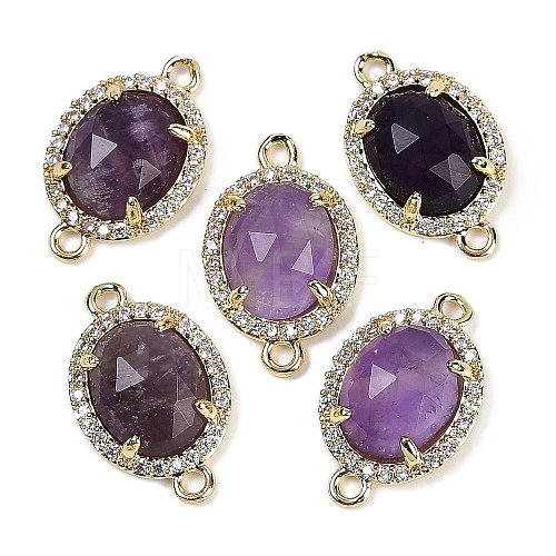 Natural Amethyst Faceted Oval Links G-B126-05G-04-1