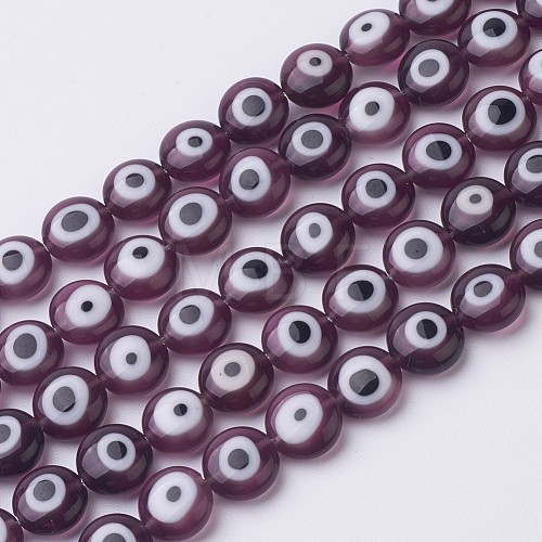 Handmade Evil Eye Lampwork Beads Strands LAMP-J081-06-8x4mm-1
