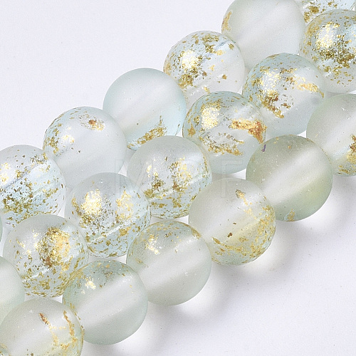 Frosted Spray Painted Glass Beads Strands GLAA-N035-03B-C09-1