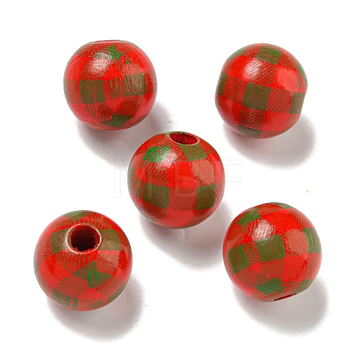 Printed Wood European Beads WOOD-G022-13A-1