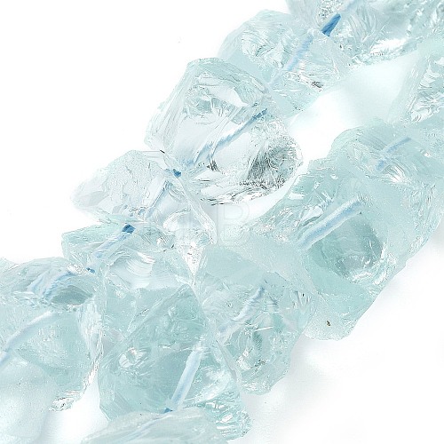 Glass Imitation Aquamarine Beads Strands G-P528-A03-01-1