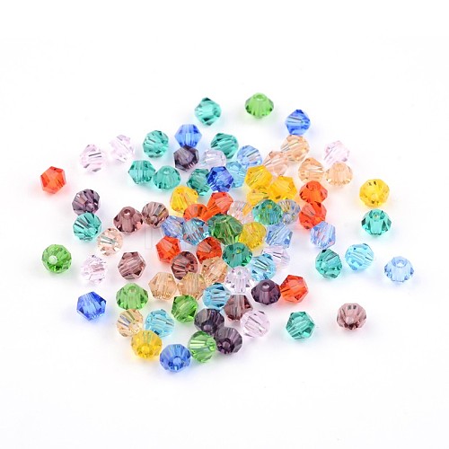 Faceted Bicone Transparent Glass Beads GLAA-E019-3mm-M2-1