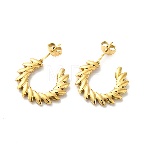 Ion Plating(IP) 304 Stainless Steel Leafy Branch Wrap Stud Earrings for Women EJEW-K243-05G-1