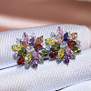 Brass Cubic Zirconia Stud Earrings WG5F7F0-02-2