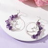 Alloy Natural Amethyst Moon with Star Dangle Earrings EJEW-JE06804-01-1