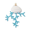 Glass Seed Beaded & Clam Shell Big Pendants PALLOY-MZ01152-02-3