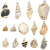 14Pcs 14 Colors Electroplated Natural Mixed Shell Pendants BSHE-YW0001-21-2