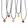 Handmade Lampwork Fruit Pendant Black Waxed Cord Necklaces NJEW-JN06332-2