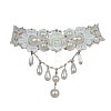 Iron Resin Polyester Lace Ribbon PE Teardrop Tassel Choker Necklaces FS-WGF6CA4-01-3