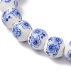 Handmade Flower Printed Porcelain Beads Stretch Bracelets for Women BJEW-JB13265-4