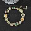 Brass Micro Pave Clear Cubic Zirconia Link Chain Bracelets for Women BJEW-C156-03G-2