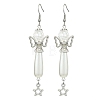 304 Stainless Steel Angel with Star Dangle Earrings EJEW-MZ00225-1