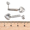 304 Stainless Steel Rhinestone Heart Dangle Stud Earrings EJEW-Q386-03P-5