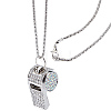 Alloy Crystal Rhinestone Whistle Pendant Necklaces NJEW-WH20001-24P-01-1