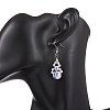 Handmade Round with Flower Printed Porcelain Dangle Earrings EJEW-JE06795-2
