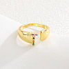 Brass Micro Pave Colorful Cubic Zirconia Cuff Open Rings FS-WG163C1-20-1