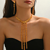 Vintage Middle Eastern Alloy Long Tassel Necklace & Earrings Sets for Women IX1093-4