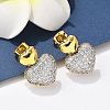 Brass Micro Pave Clear Cubic Zirconia Stud Earrings EJEW-F359-03G-01-5