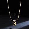 316 Surgical Stainless Steel Initial Pendant Flat Snake Chain Necklaces for Women WGC1053-02-1