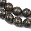 Natural Pyrite Beads Strands G-P303-01-8mm-16-5