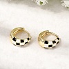 Tartan Pattern Brass Enamel Hoop Earrings for Women EJEW-G460-01G-2