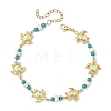 Ocean Dyed Synthetic Turquoise Beads & 304 Stainless Steel Link Chain Anklets GG-AJEW-AN00833-02-3