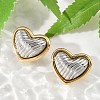 304 Stainless Steel Two Tone Heart Stud Earrings EJEW-M073-09PG-01-5