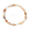 Rice Natural Ferruginous Quartz & Round Brass Beads Stretch Bracelets for Women BJEW-JB13817-3