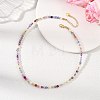 Dyed & Heated Faceted Round Natural Agate and Cultured Freshwater Pearl Beaded Necklaces for Women NJEW-JN06240-02-1