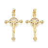 Religion Brass Micro Pave Cubic Zirconia Pendants KK-T073-47G-1
